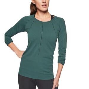 Athleta Foothill Seamless Long Sleeve Breathable Active Training Shirt Teal Sz.S